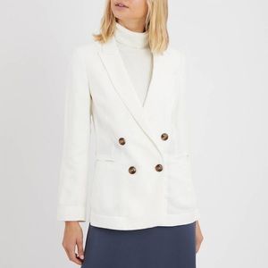 SOLD OUT Reiss double breasted cream white tortoise button blazer jacket Brandne